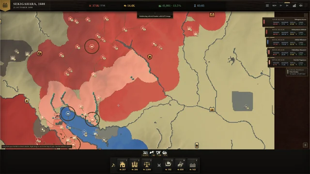 Sekigahara, 1600: useita armeijoita samalla taistelukentällä.